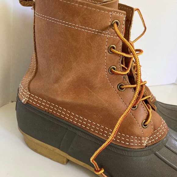 L.L. Bean Duck Boots Lace Up Leather Top Made in Maine Men’s HM - Picture 2 of 9